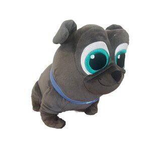 Disney Plush Puppy Dog Pals Bingo 10" Gray Bulldog Stuffed Animal Blue Collar